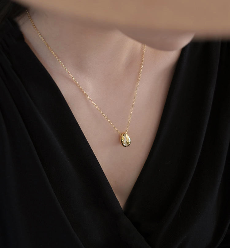 Mini Coffee Bean Necklace in Gold