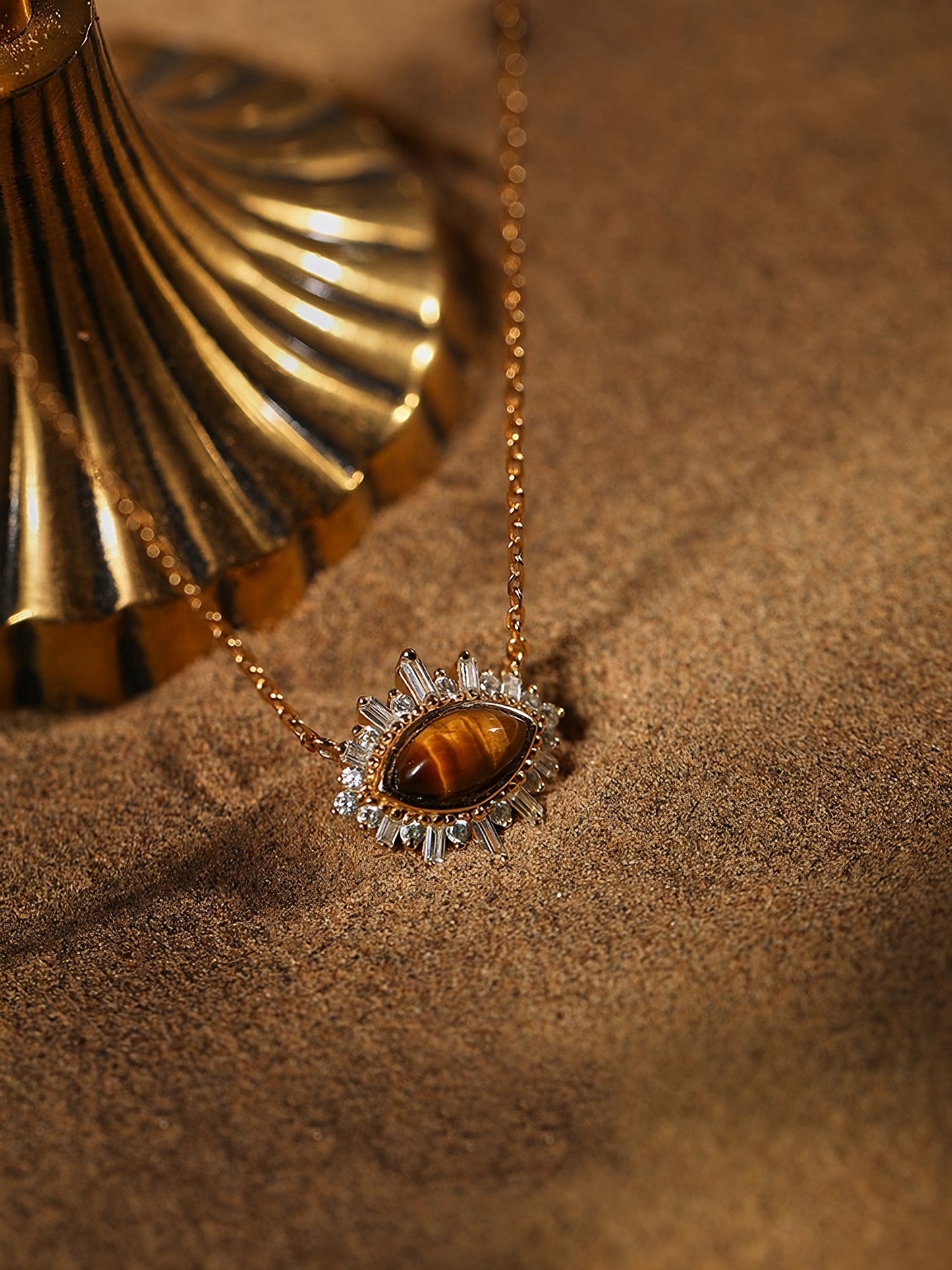 Mini Florence Necklace in Brown Tiger's Eyes
