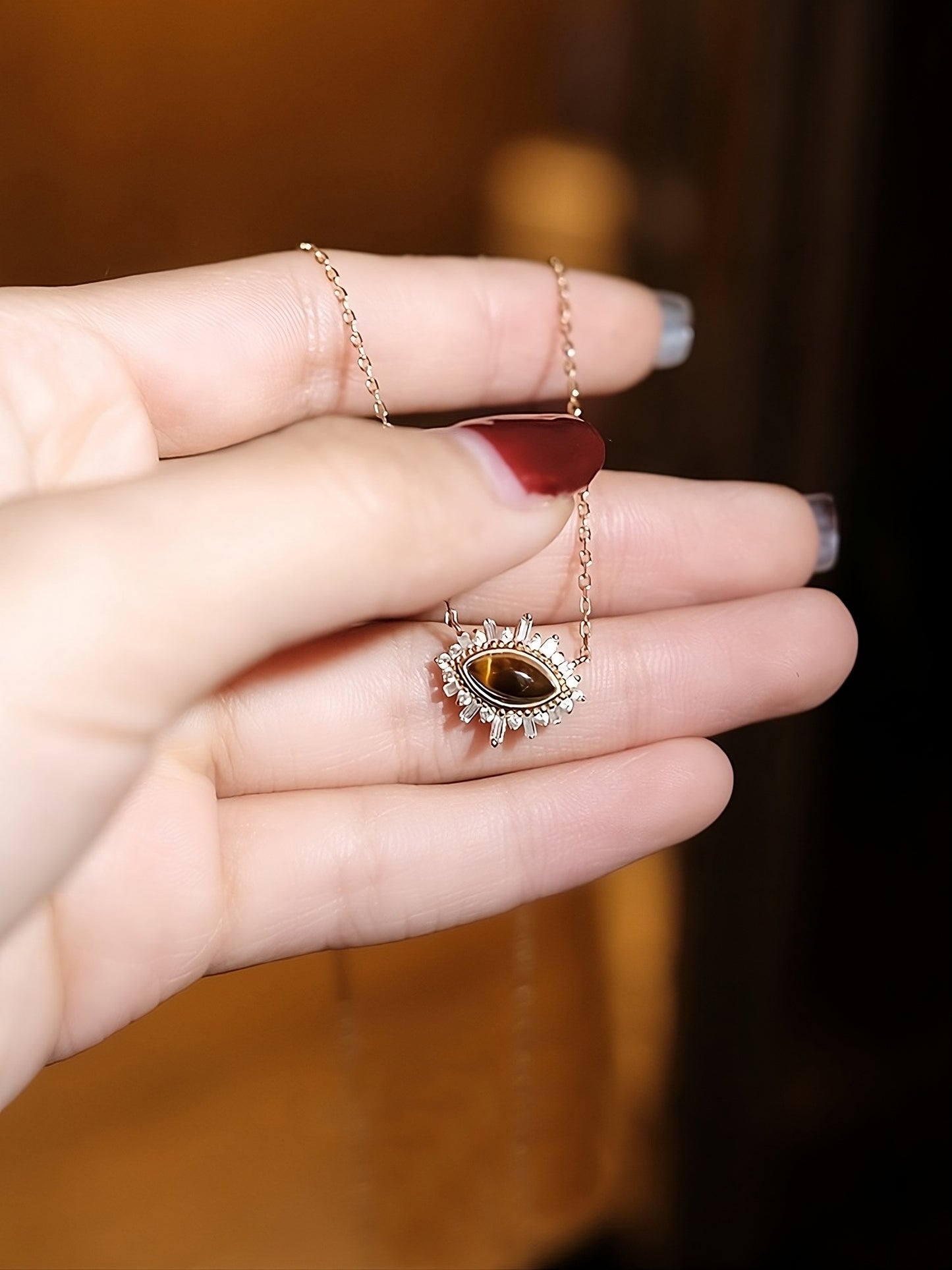 Mini Florence Necklace in Brown Tiger's Eyes