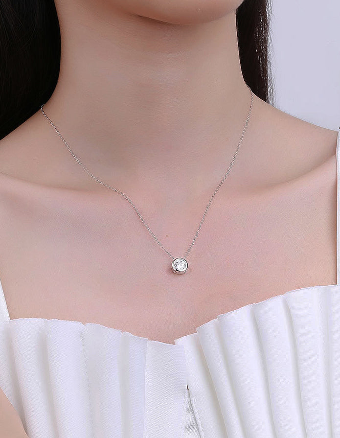 Mini Carina Diamond Necklace in Silver