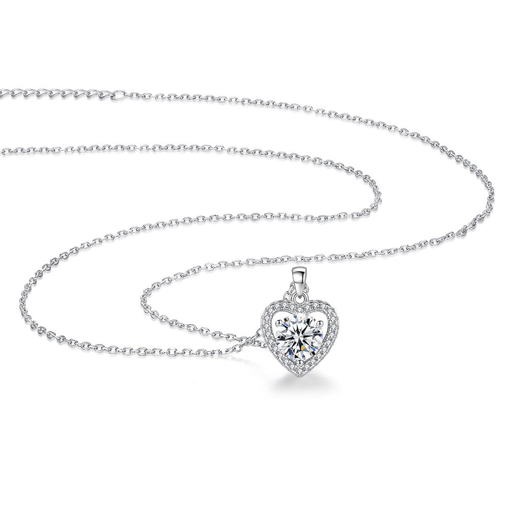 Diamond Heart Necklace 1carat Moissanite