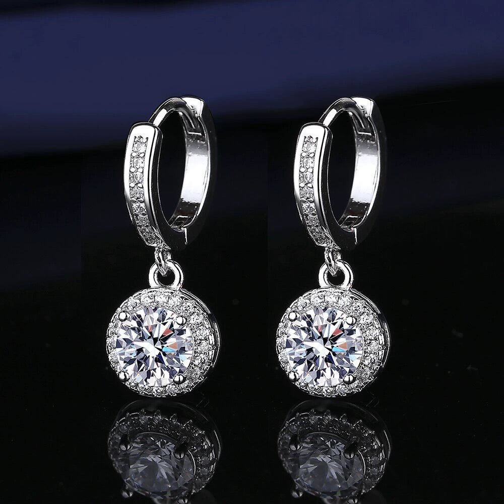 Marianne Diamond Halo Earrings in Moissanite