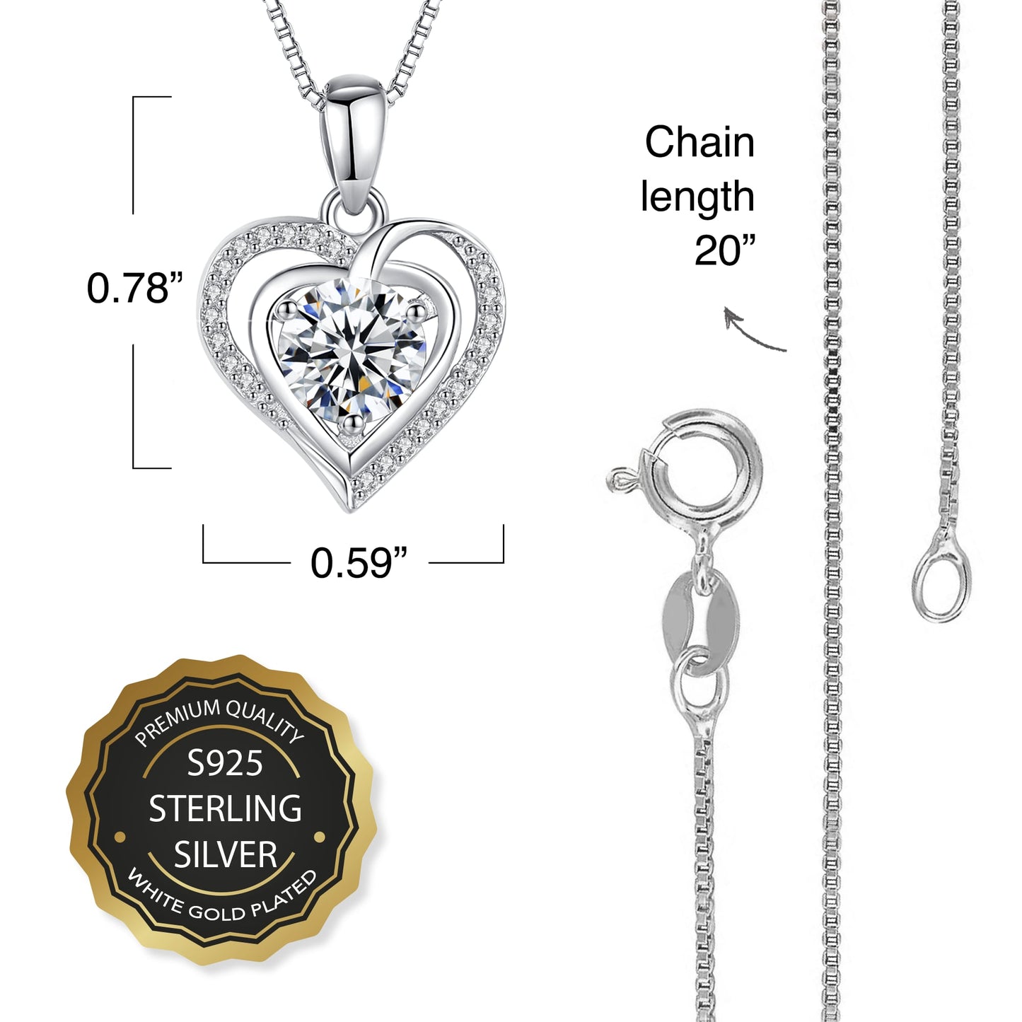 Brigitte 1ctw Lab Created Moissanite Heart Necklace