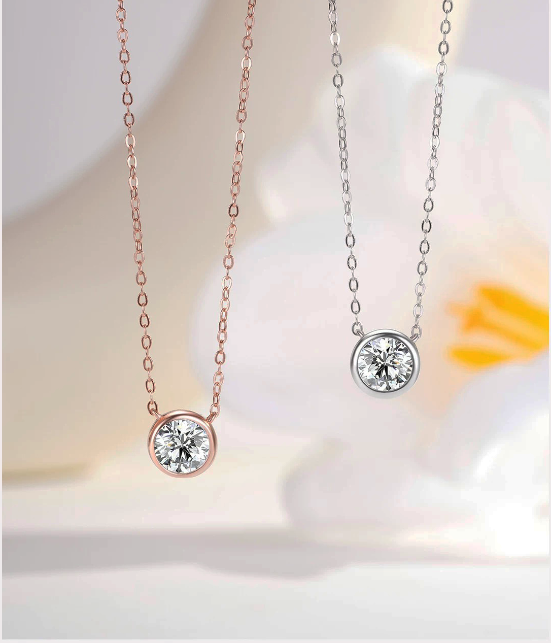 Mini Carina Lab Grown Moissanite Necklace Rose Gold
