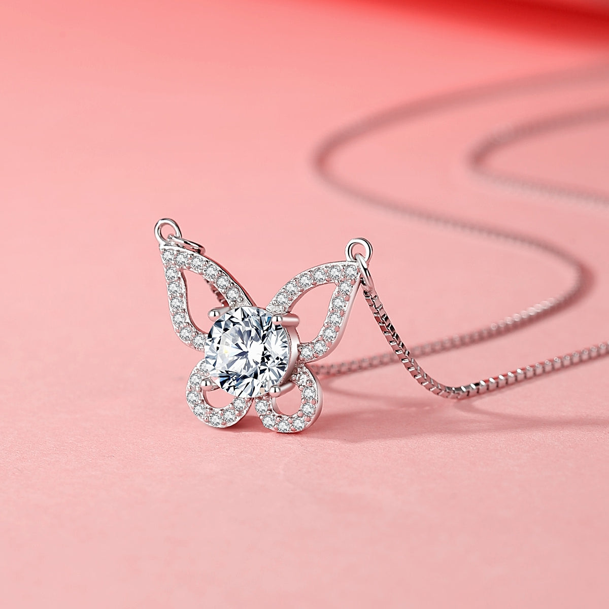 Butterfly Diamond Necklace in Moissanite