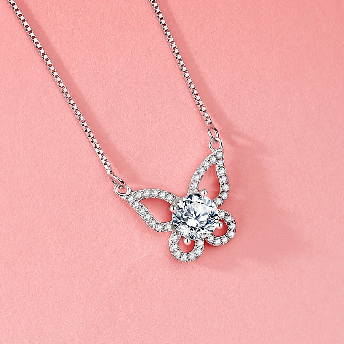 Butterfly Diamond Necklace in Moissanite