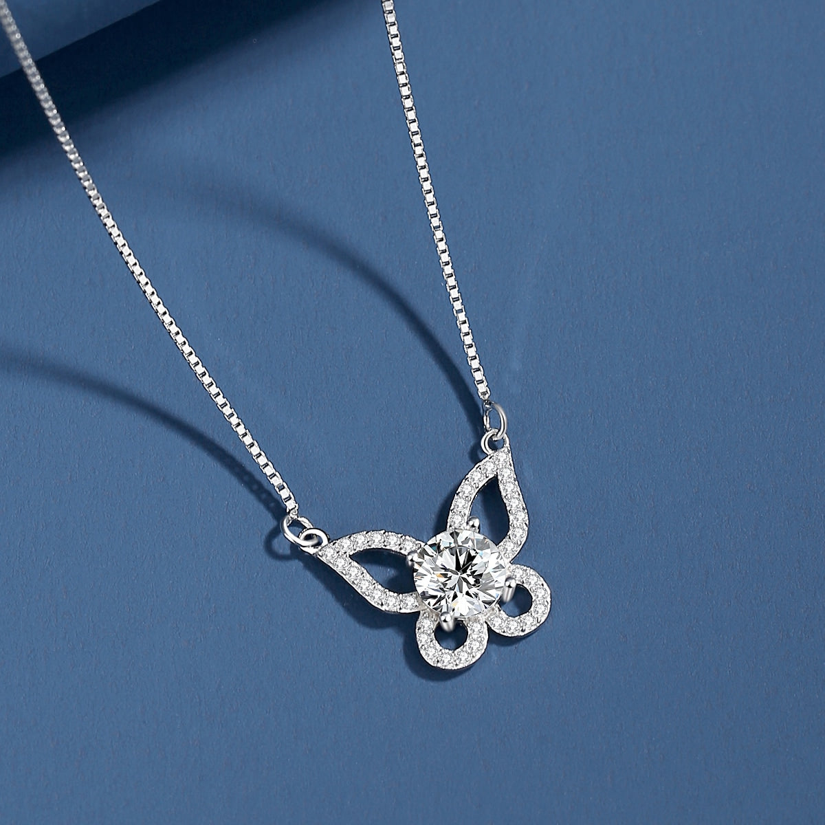 Butterfly Diamond Necklace in Moissanite