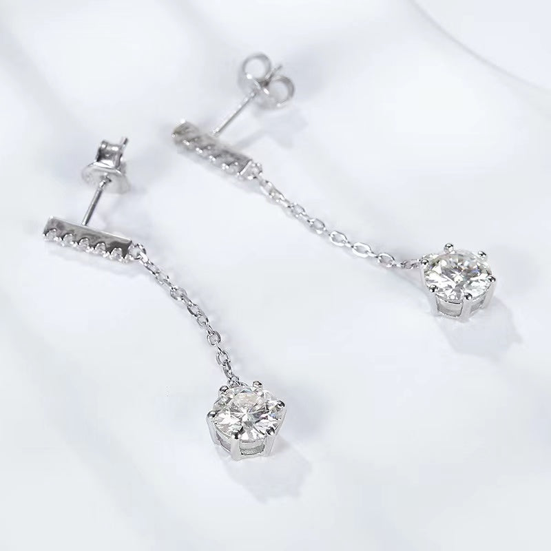 Emilia's Dangle Round Earrings in Lab Created Moissanite