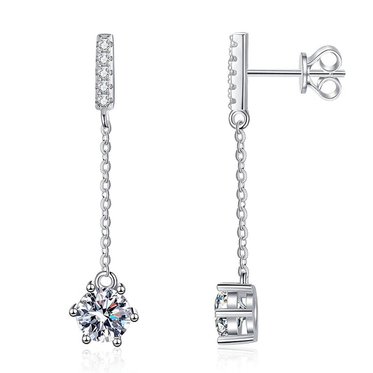 Emilia's Dangle Round Earrings in Lab Created Moissanite
