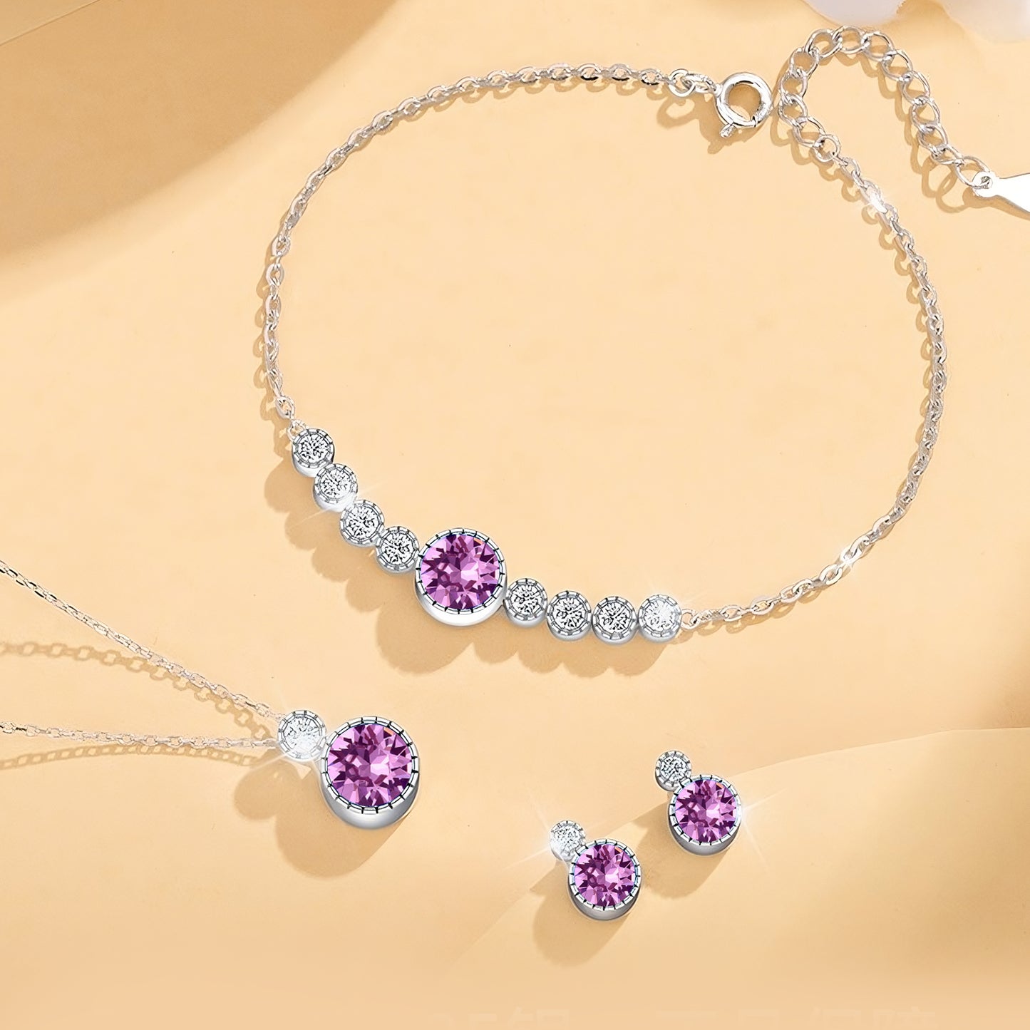 Pink Adjustable Bracelet in Crystal