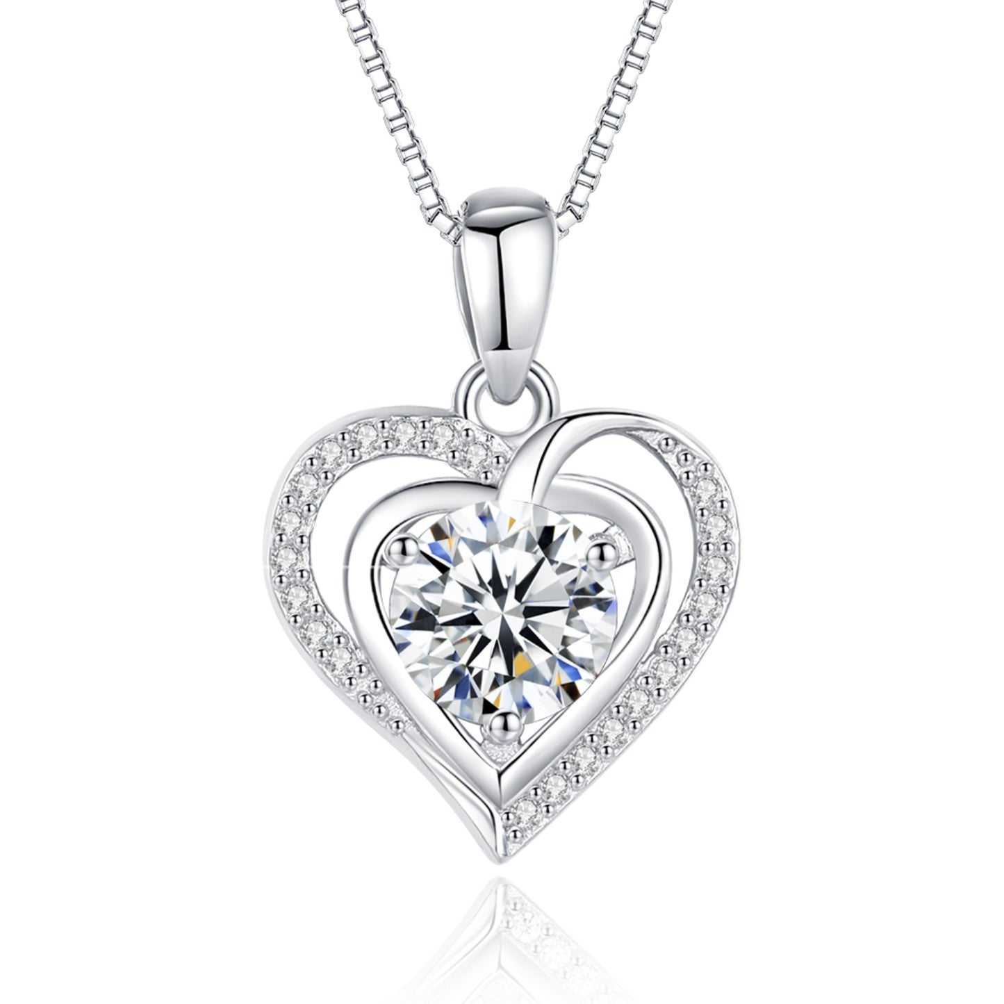 Brigitte Heart Necklace in Moissanite