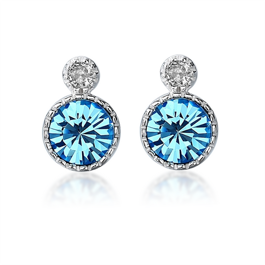 Sapphire Stud Mini Earrings in Crystal