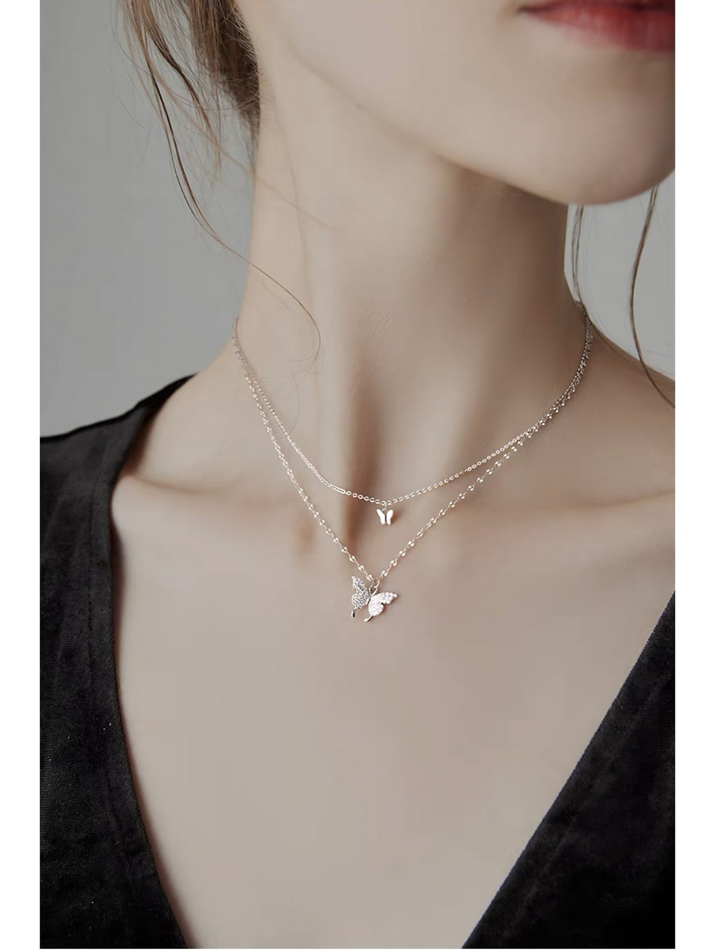 Dancing Butterfly Necklace Silver