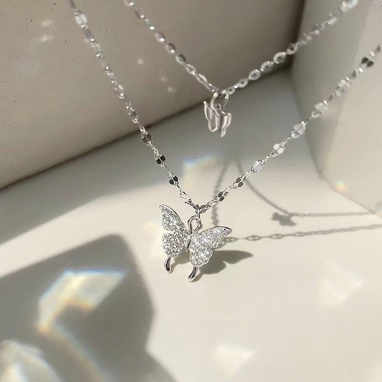 Dancing Butterfly Necklace Silver
