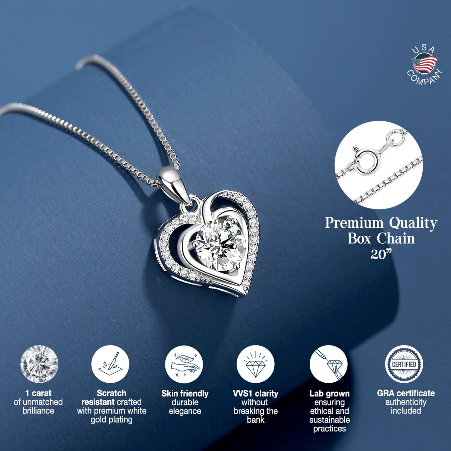 Brigitte Heart Necklace in Moissanite