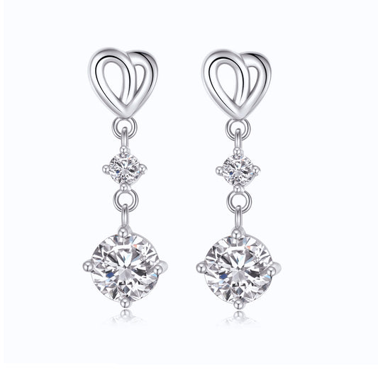 Heart Earrings in Lab Created Moissanite