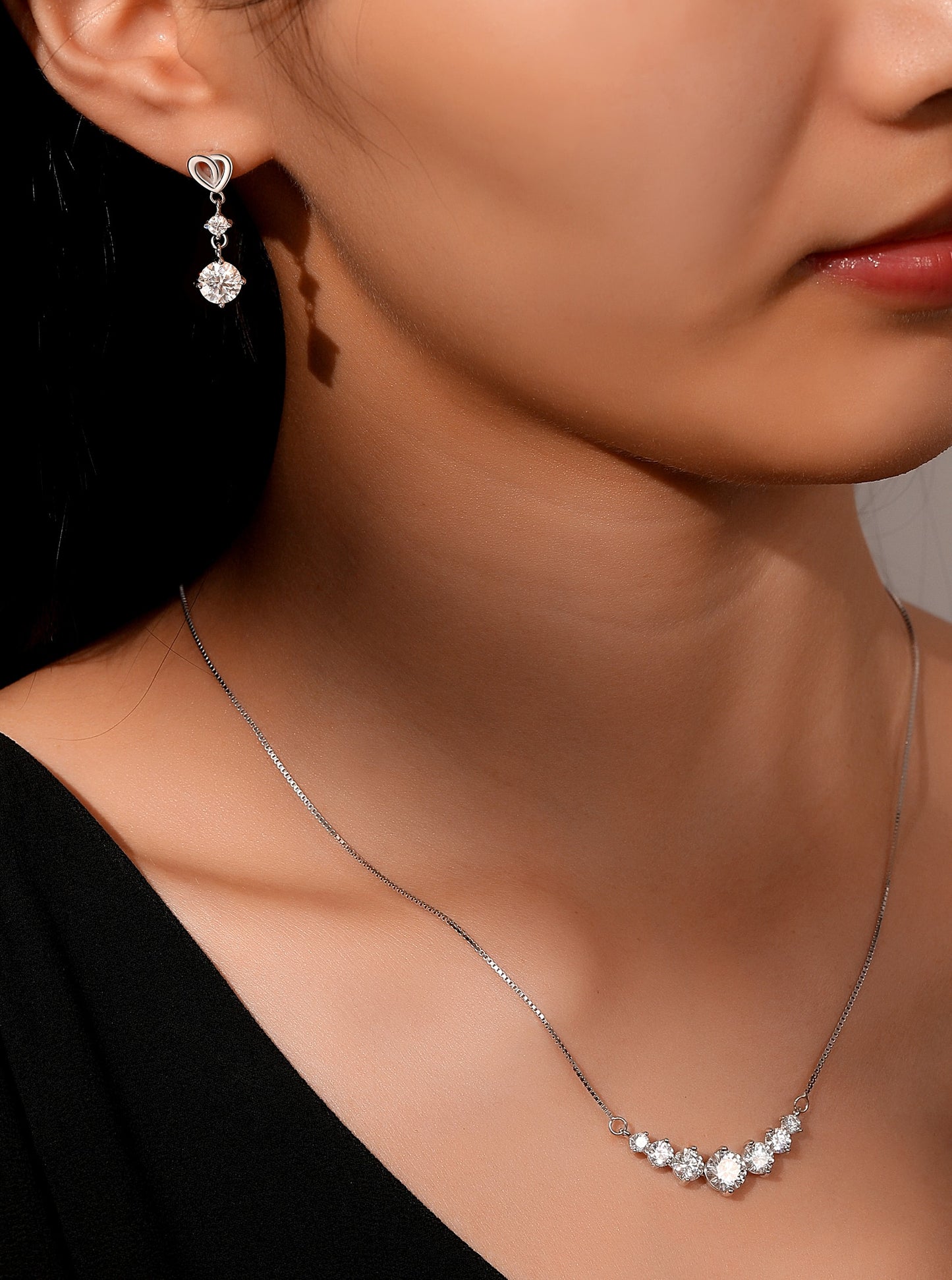Heart Earrings in Lab Created Moissanite