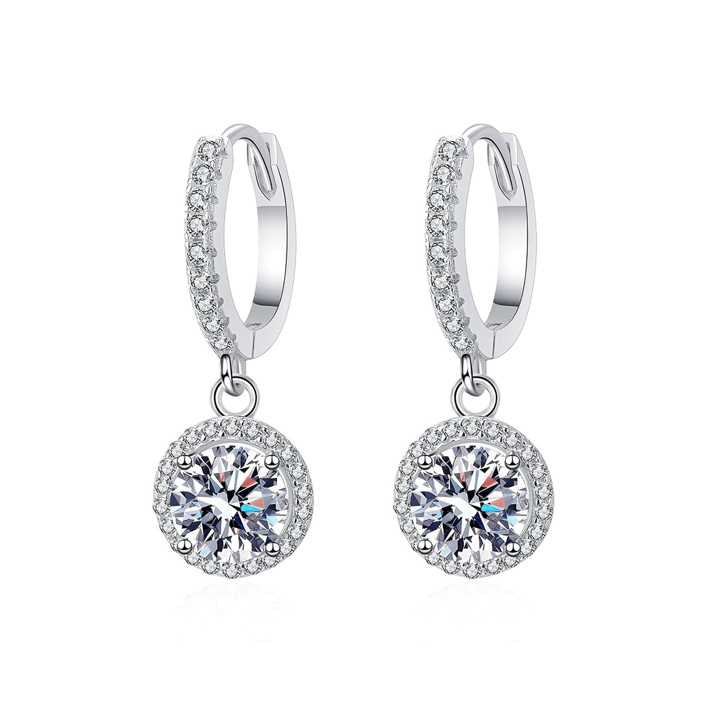 Marianne Diamond Halo Earrings in Moissanite