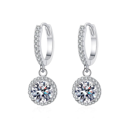 Marianne Diamond Halo Earrings in Moissanite