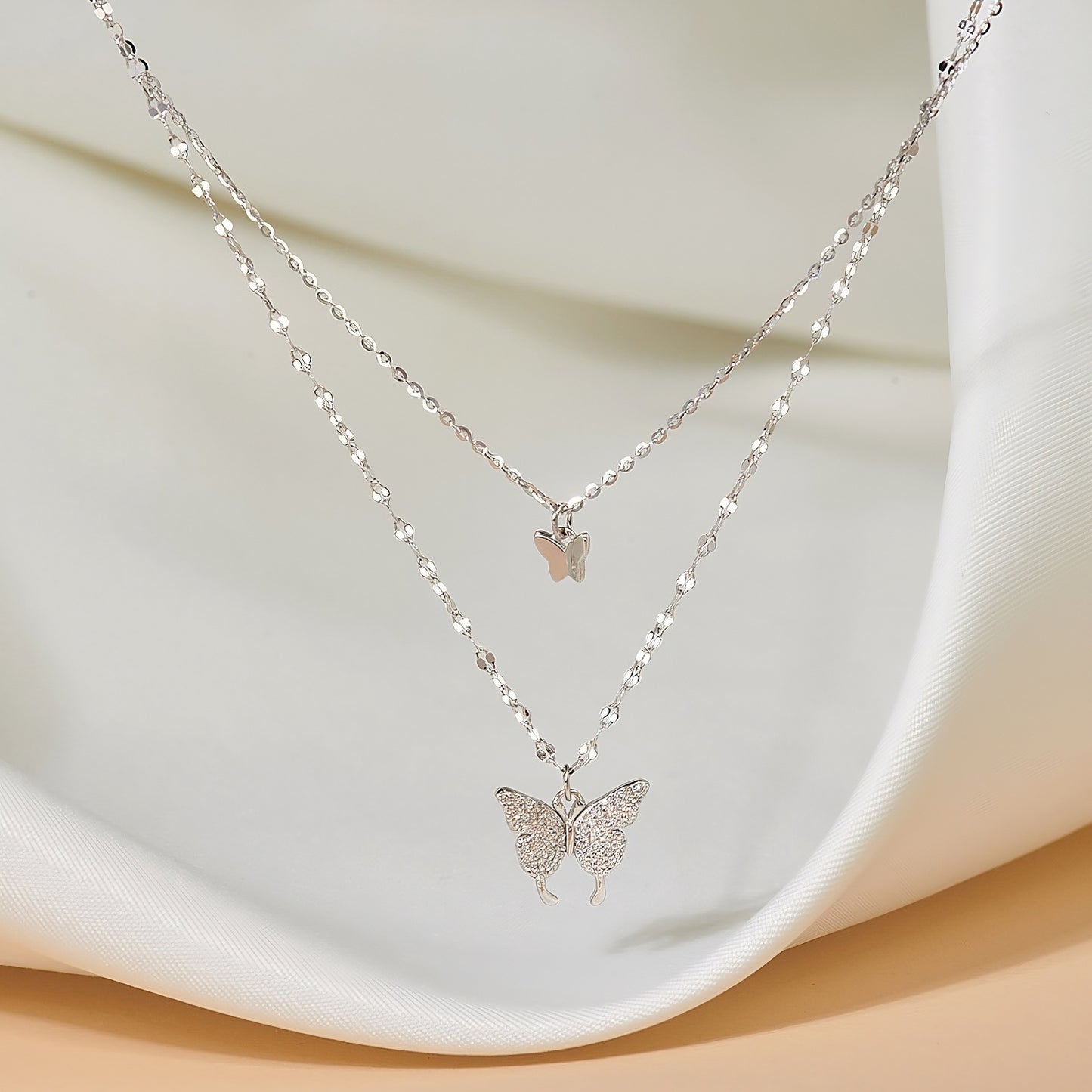 Dancing Butterfly Necklace Silver