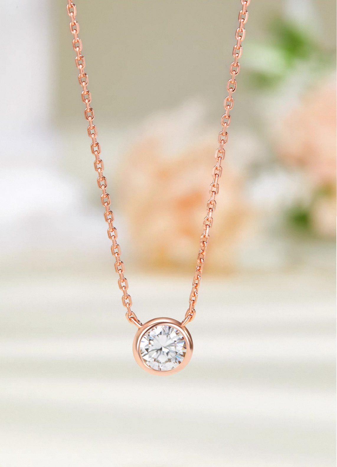 Mini Carina Diamond Necklace in Rose Gold