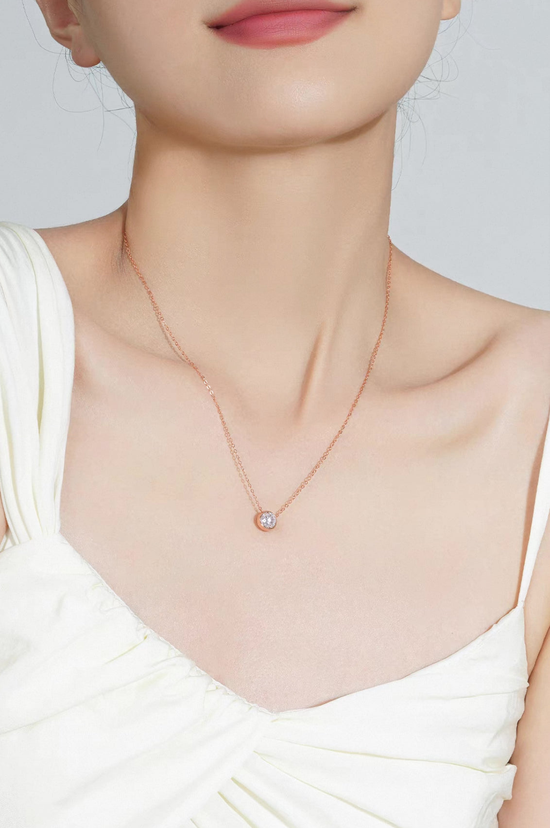 Mini Carina Diamond Necklace in Rose Gold