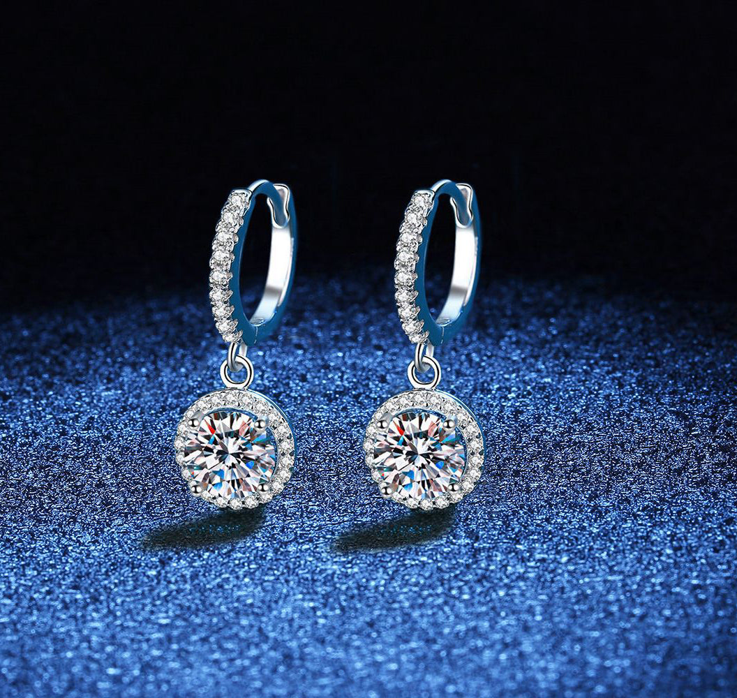 Marianne Diamond Halo Earrings in Moissanite