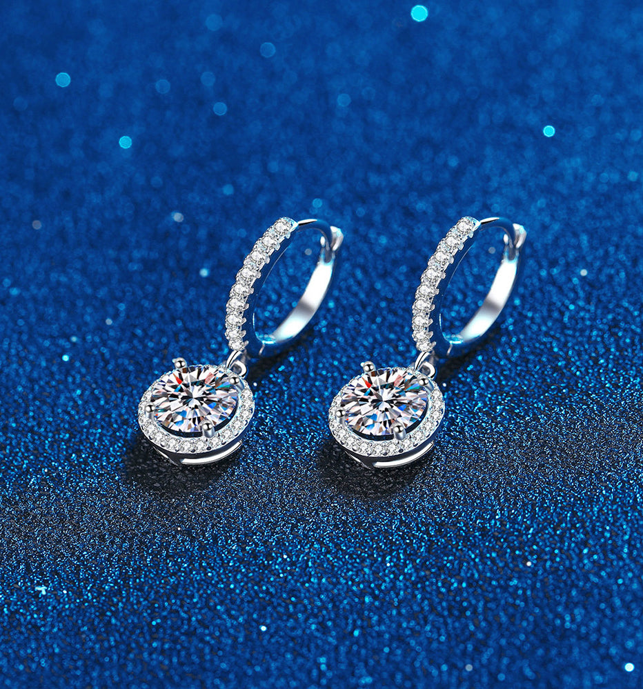 Marianne Diamond Halo Earrings in Moissanite