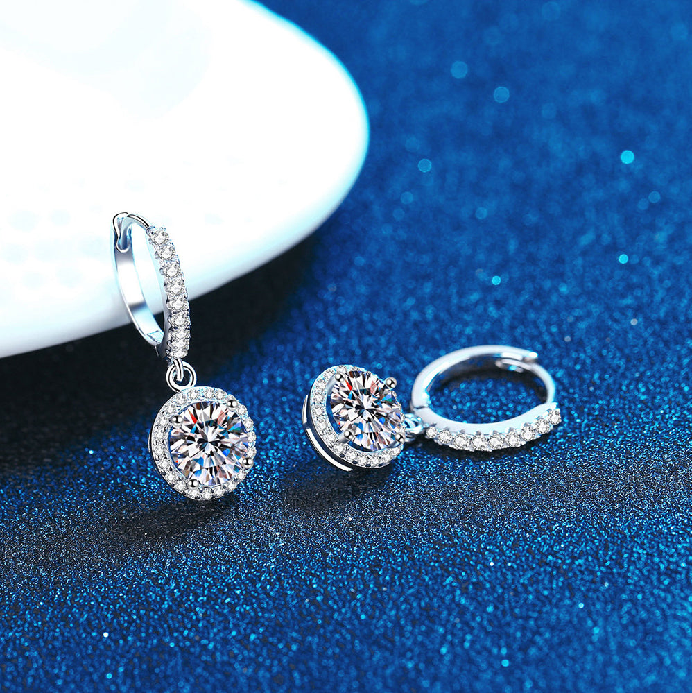 Marianne Diamond Halo Earrings in Moissanite