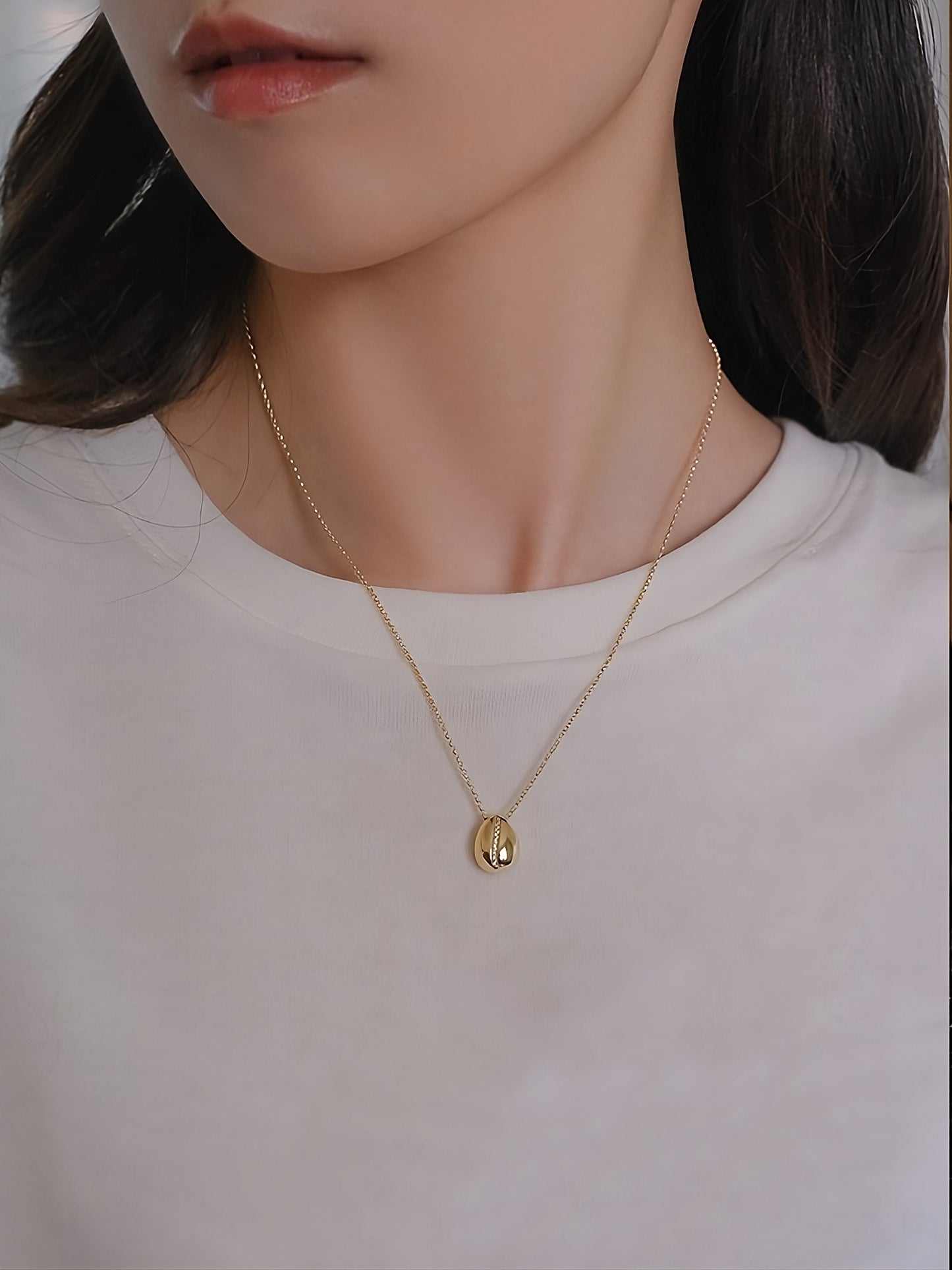 Mini Coffee Bean Necklace in Gold