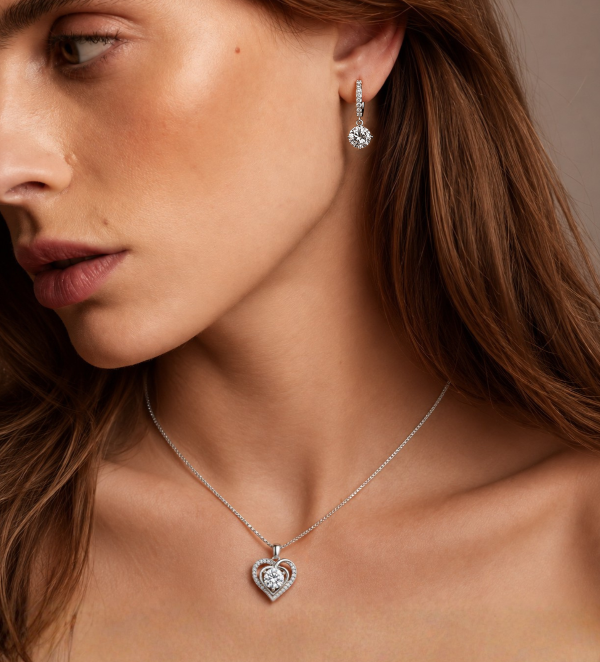 Brigitte 3ctw Necklace and Drop Earrings Set