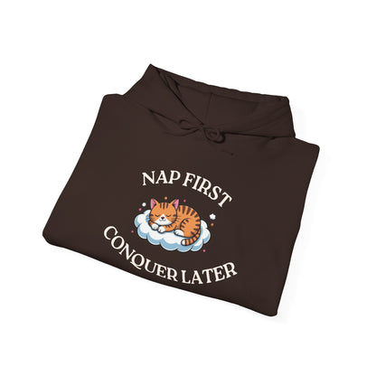 Nap First Conquer Later Unisex Heavy Blend Hoodie