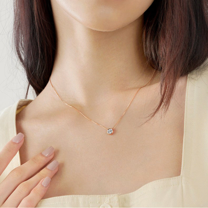 Mini Carina Diamond Necklace in Rose Gold