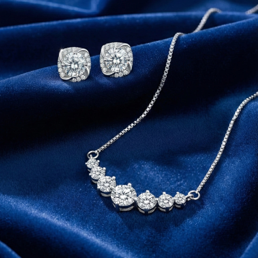 Aubrey 2.8ctw Lab Created Moissanite Necklace & 2ctw Studs Gift Set