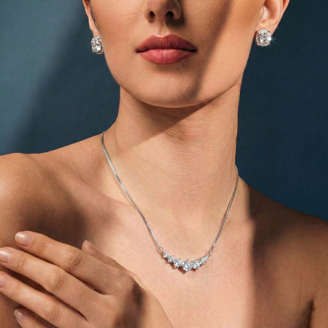 Aubrey 2.8ctw Lab Created Moissanite Necklace & 2ctw Studs Gift Set