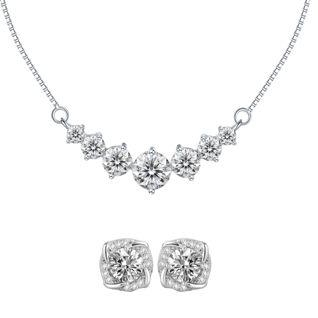 Aubrey 2.8ctw Lab Created Moissanite Necklace & 2ctw Studs Gift Set