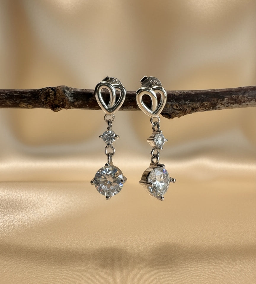 Heart Earrings in Lab Created Moissanite