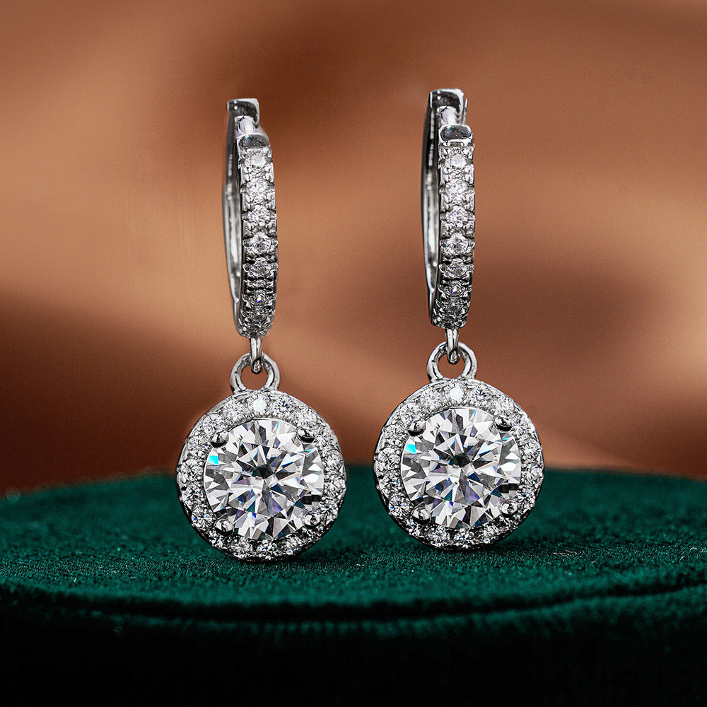 Marianne Diamond Halo Earrings in Moissanite