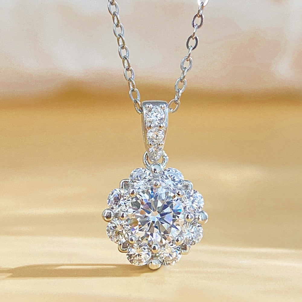 Aurore Lotus Necklace in Moissanite