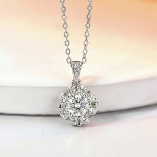 Aurore Lotus Necklace in Moissanite