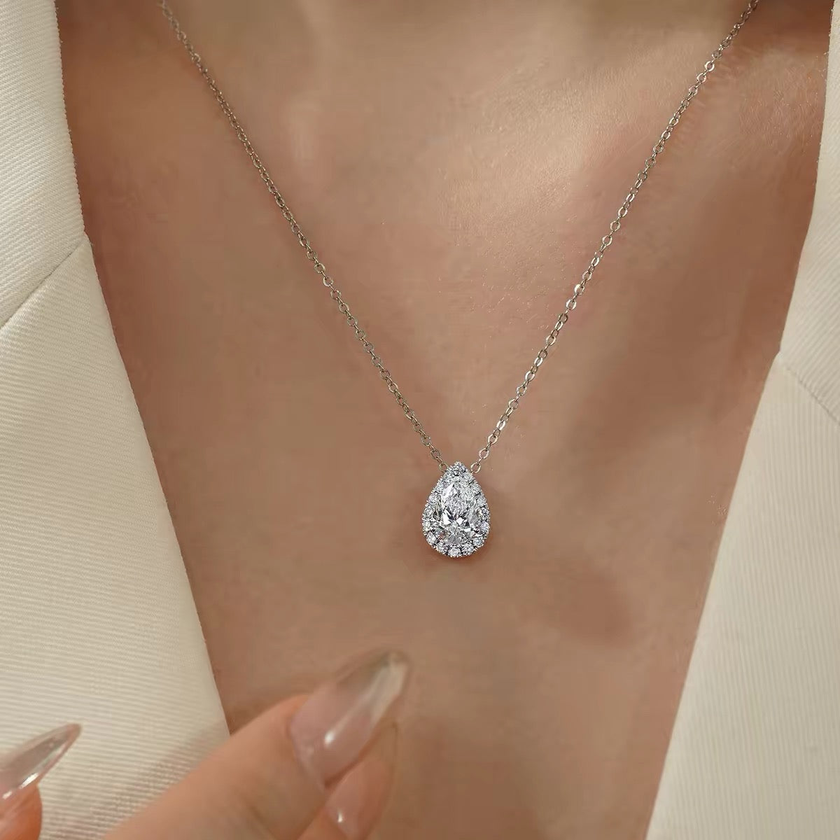 Eliane Lab Grown Moissanite Necklace Pear Cut