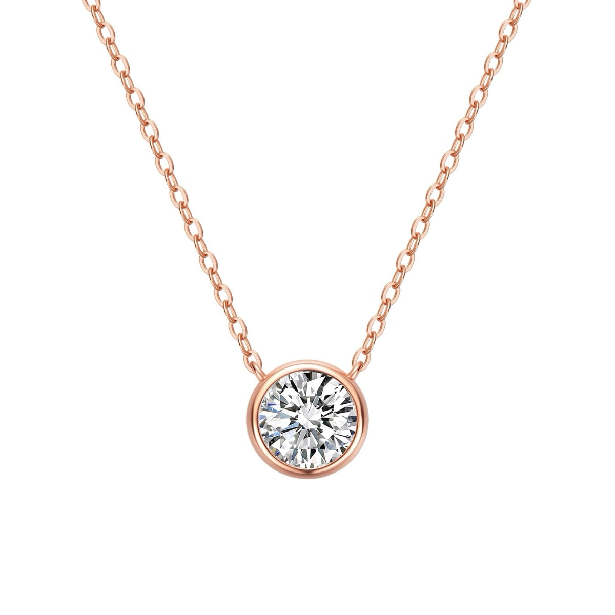 Mini Carina Lab Grown Moissanite Necklace Rose Gold