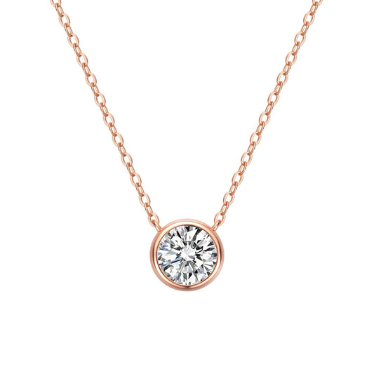 Mini Carina Lab Grown Moissanite Necklace Rose Gold
