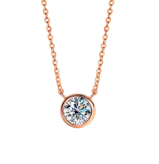 Mini Carina Lab Grown Moissanite Necklace Rose Gold