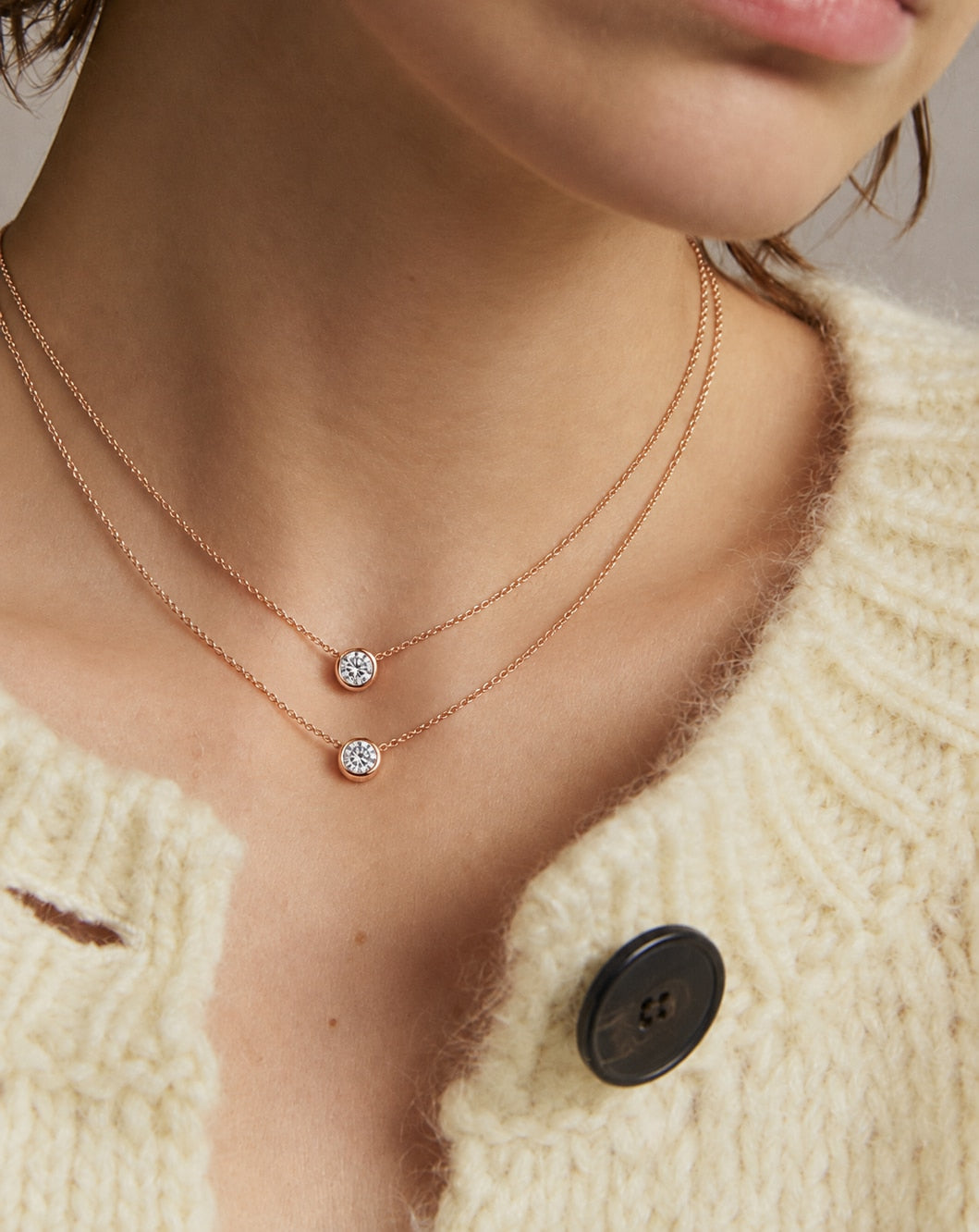 Mini Carina Lab Grown Moissanite Necklace Rose Gold