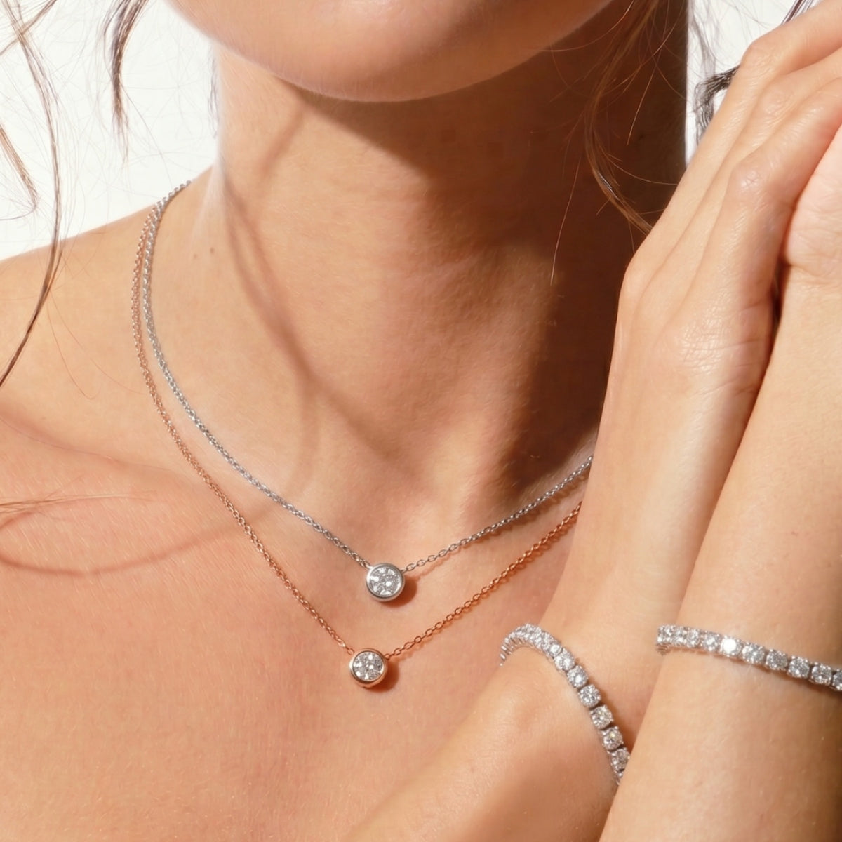 Mini Carina Lab Grown Moissanite Necklace Rose Gold