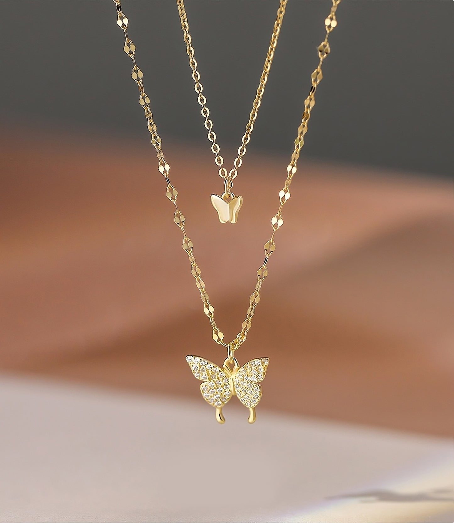 Dancing Butterfly Necklace Gold
