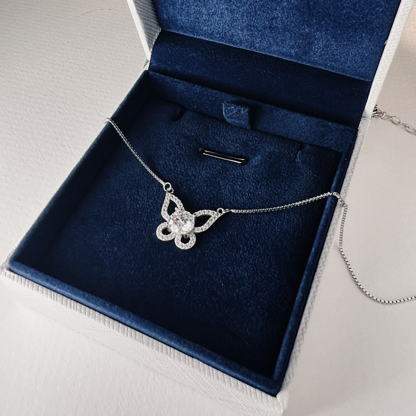 Butterfly Diamond Necklace in Moissanite