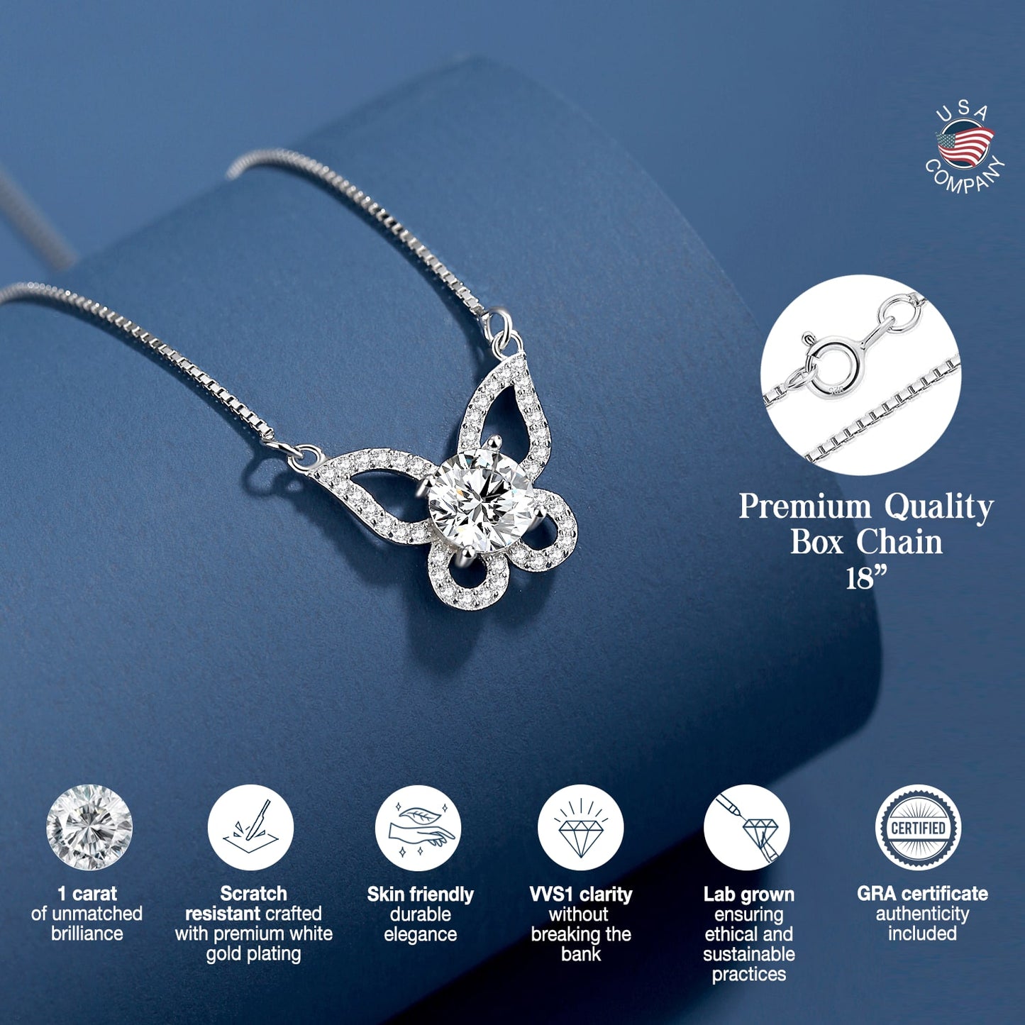 Butterfly Diamond Necklace in Moissanite