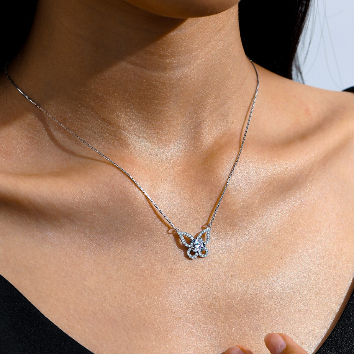 Butterfly Lab-Grown Moissanite Necklace and 2.6ctw Earring Hoops Set